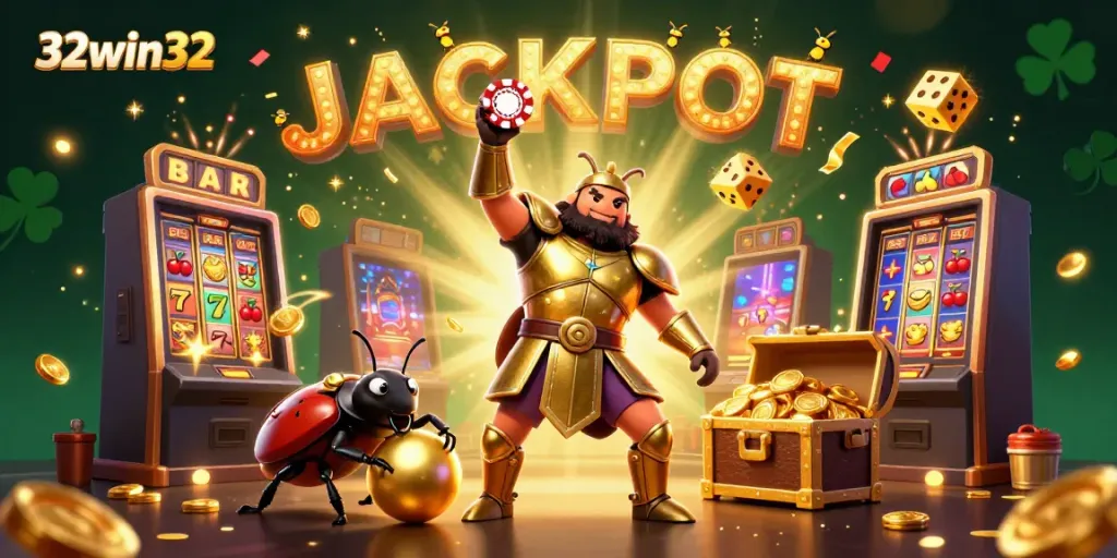 Experience the excitement of 32win32 with a victorious hercules beetle and dynamic casino elements.