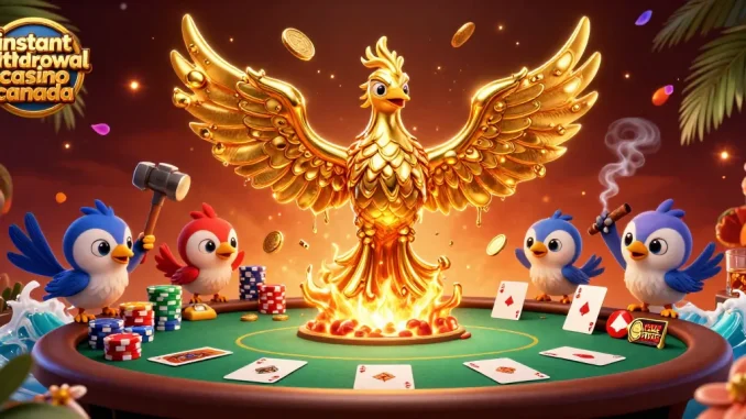 Experience fast payouts at an instant withdrawal casino Canada with dynamic poker elements and a golden phoenix.